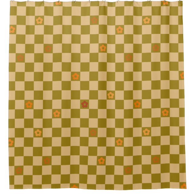 Cortina Para Box Padrão Xadrez de Flores - Nº 02 (Frente)