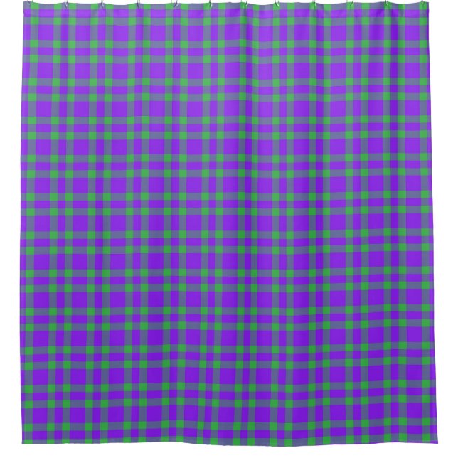 Cortina Para Box Padrão Xadrez Verde Roxo (Frente)