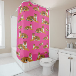 Cortina Para Box Padrões de animais cor-de-laranja-rosa