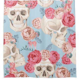 Cortina Para Box Padrões de colheita de crânios e Rosas