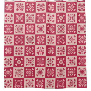 Cortina Para Box Padrões de Coração Vermelho e Cor-de-Rosa Stencils