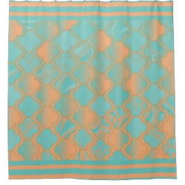 Cortina Para Box Padrões de Quatrefoil da cerceta e do pêssego