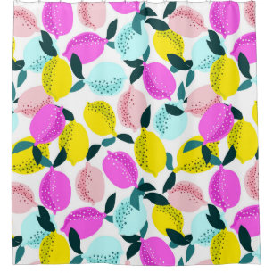 Cortina Para Box Padrões De Vintagem Para Limões Desenhados Mão