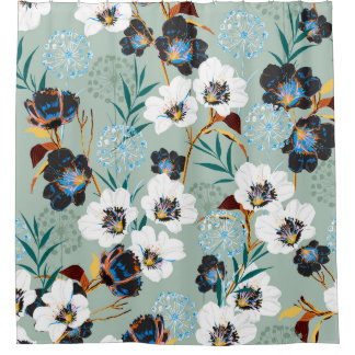 Cortina Para Box Padrões Florais Da Vintagem Botânica Do Flor