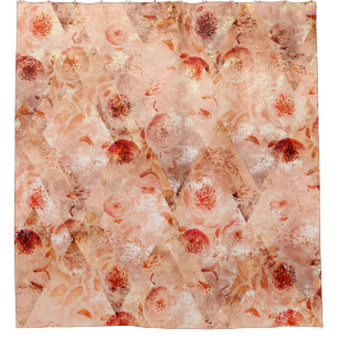 Cortina Para Box Padrões florais fortes. Fundo de coral.