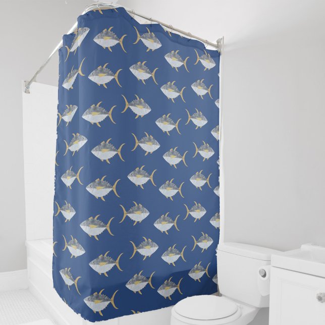Cortina Para Box Padrões para peixes de atum (Fun Yellowfin Tuna fish pattern shower curtain)