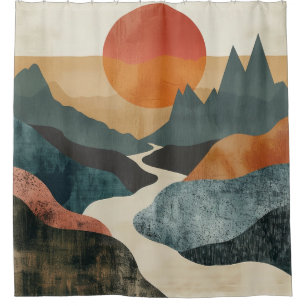 Cortina Para Box Paisagem Boho Abstrato (5)