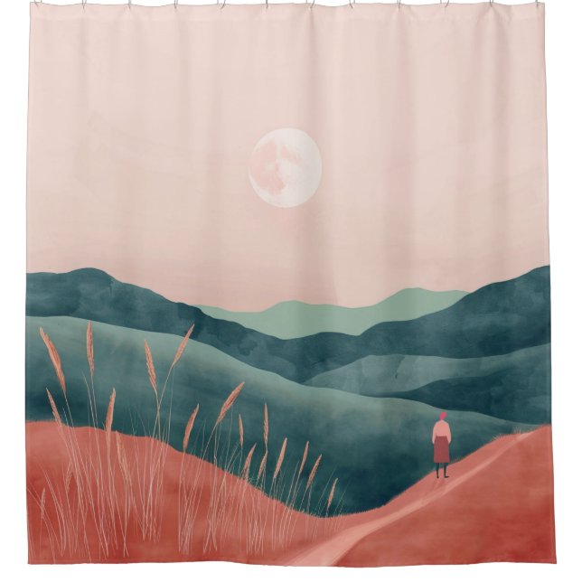 Cortina Para Box Paisagem Boho Abstrato (7) (Frente)