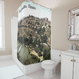 Cortina Para Box Paisagem Ilustrada Arte de Toledo, Espanha