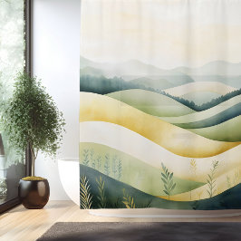 Cortina Para Box Paisagem Japonesa Tradicional com Aquarela