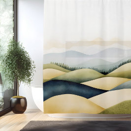 Cortina Para Box Paisagem Japonesa Tradicional com Aquarela