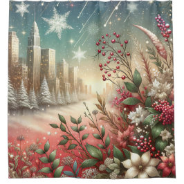 Cortina Para Box "Paisagem Natal Neve, Árvores Cobertas por Neve"