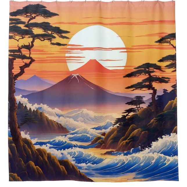 Cortina Para Box Paisagem Sunrise Japonesa (Frente)