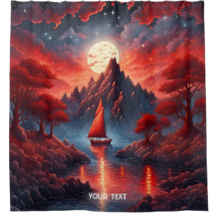 Cortina Para Box Paisagem Vermelha de Barcos Válidos Fantasy