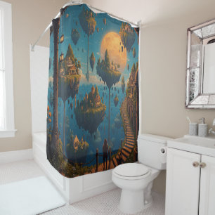 Cortina Para Box Paisagens de Sonhos Flutuantes: Ilhas Celestiais S
