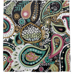 Cortina Para Box Paisley asiático: design moderno sem costura.