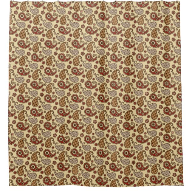 Cortina Para Box Paisley, castanho, bronzeado e bege (Frente)