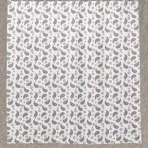 Cortina Para Box Paisley Flowers Bolinhas Púrpura Verde Rosa