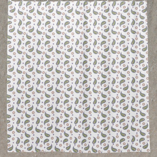 Cortina Para Box Paisley Flowers Bolinhas Púrpura Verde Rosa