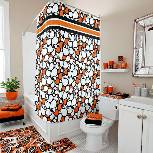 Cortina Para Box paisley laranja e preto
