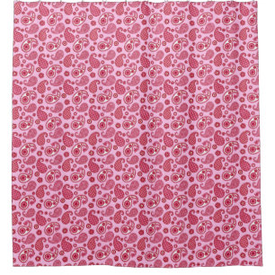Cortina Para Box Paisley Pattern, Peppermint Rosa e Branco