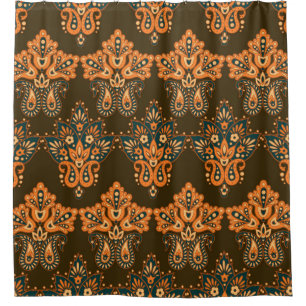 Cortina Para Box Paisley Têxtil Asiático: Ilustração da Vintagem Fl