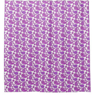 Cortina Para Box Paisley, violeta, roxo e branco