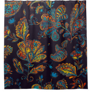 Cortina Para Box Paisley watercolor: azulejo de padrão floral