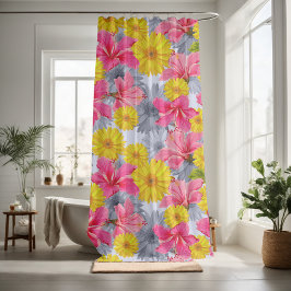 Cortina Para Box Palavra decorativa loral colorida, de efeito ocula