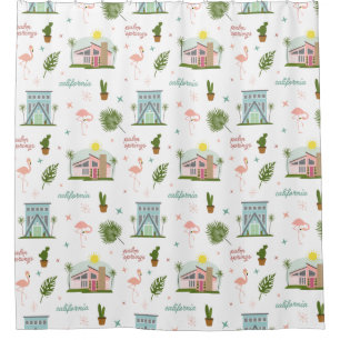 Cortina Para Box Palm Primavera Rosa House Cactus Flamingo Patterno