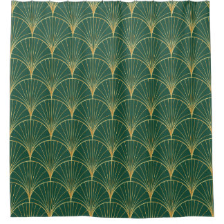 Cortina Para Box Palm verde Folha Art Deco