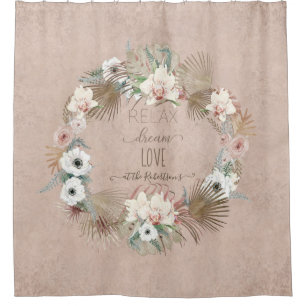 Cortina Para Box Palmeira Tropical de Boho Orchid Pen, cor-de-rosa