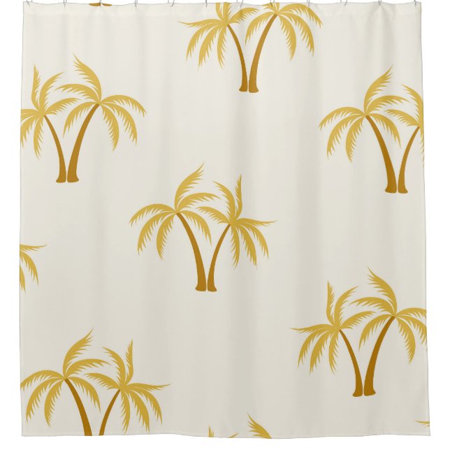 Cortina Para Box Palmeiras Douradas: Têxtil Tropical. (Frente)