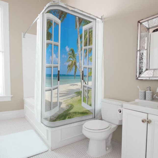 Cortina Para Box Palmeiras tropicais Palmeiras Ocean Beach Chá Cort (In Situ)