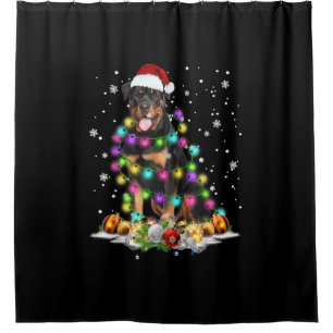 Cortina Para Box Papais noeis Rottweiler Luzes de Árvore de Natal X