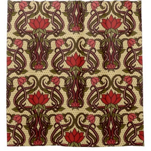 Cortina Para Box Papel de parede floral Art Nouveau.