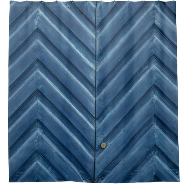 Cortina Para Box Parede de madeira azul (Frente)