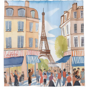 Cortina Para Box Paris França Torre Eiffel Aquarela Viagem