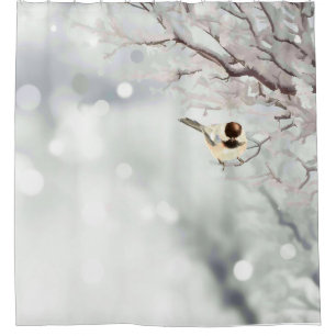 Cortina Para Box Pássaro de Frost do inverno do Feliz Natal