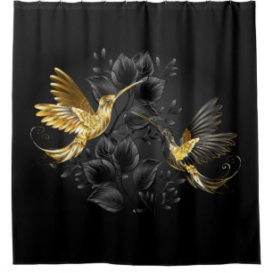 Cortina Para Box Pássaro Humino Negro e Dourado
