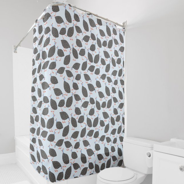 Cortina Para Box Pássaro-voador-guineense (Guineafowl guinea hen fun bird pattern shower curtain)