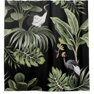 Cortina Para Box Pássaros tropicais, palmeiras, proibição