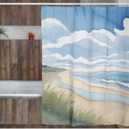 Cortina Para Box Passeio pela Praia | Aquarela do Oceano Costeiro