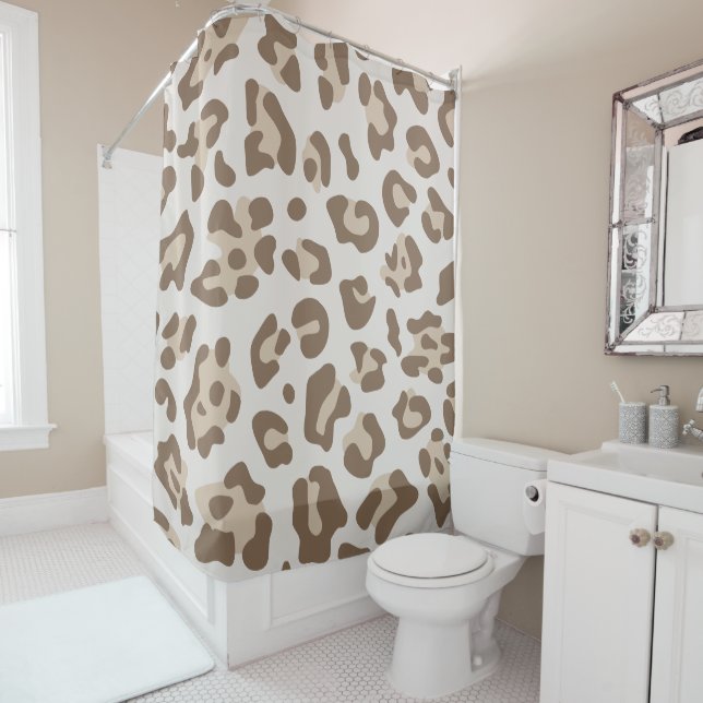Cortina Para Box Pastel Brown e Beige Leopard Spot (In Situ)