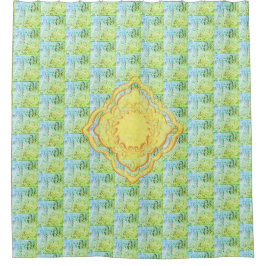 Cortina Para Box Pastel Greens e Medalhões Ouro