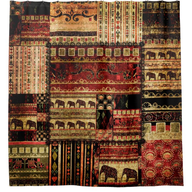 Cortina Para Box Patchwork african pattern grunge print background (Frente)