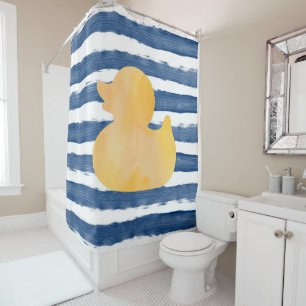 Cortina Para Box Pato de Borracha Amarelo e Azul de Aquarela