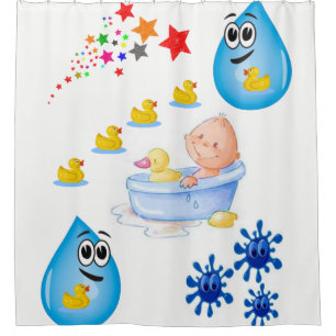 Cortina Para Box Patos amarelos do tempo do banho para crianças