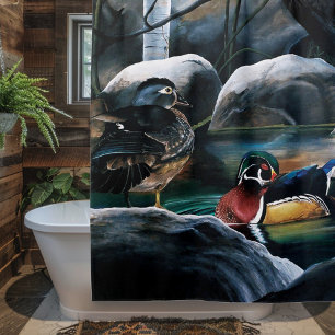 Cortina Para Box Patos Selvagens Casal Lago Natureza Vida Selvagem