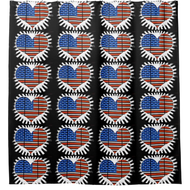 Cortina Para Box Patriotic Heart American Flag (Frente)